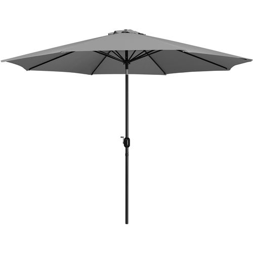 Parasol Inclinable à 8 Baleines Avec Armature En Métal, Bouton-poussoire Et Manivelle, Gris