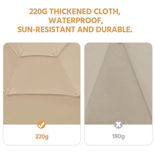 Parasol De Jardin Extérieur à 3 Niveaux 8 Baleines Avec Bouton-poussoir Et Manivelle En Métal, Kaki