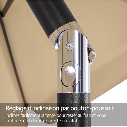 Parasol De Jardin Exterieur à 8 Baleines Parasol Balcon Avec Manivelle, 240 Cm De Haut, Kaki