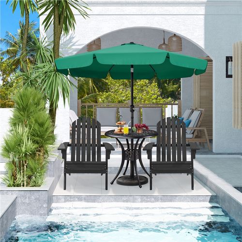 Parasol De Jardin Exterieur à 8 Baleines Parasol Balcon Avec Manivelle, 240 Cm De Haut, Vert Foncé