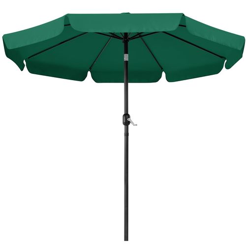Parasol De Jardin Exterieur à 8 Baleines Parasol Balcon Avec Manivelle, 240 Cm De Haut, Vert Foncé