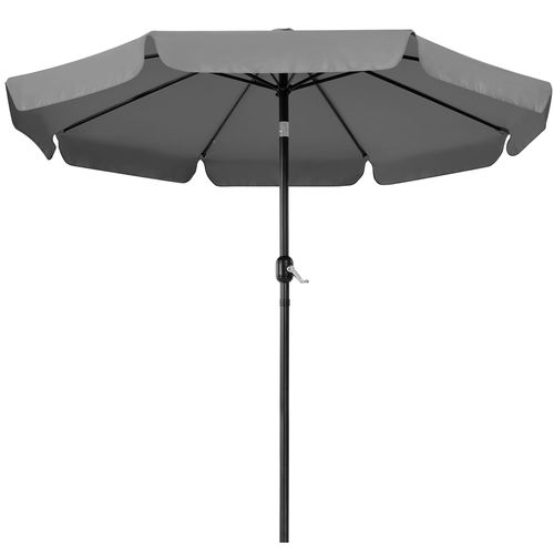 Parasol De Jardin Exterieur à 8 Baleines Parasol Balcon Avec Manivelle, 240 Cm De Haut, Gris