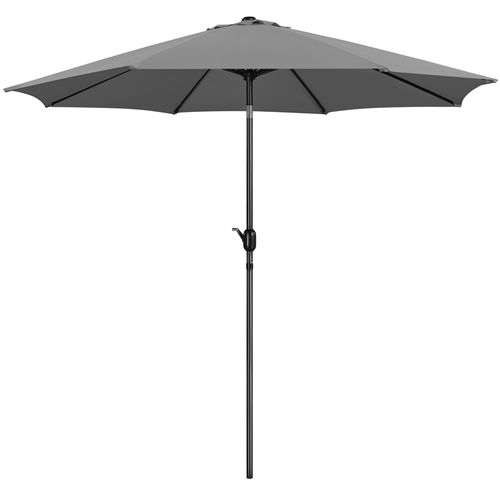 Parasol De Jardin Extérieur à 8 Baleines En Métal Avec Manivelle Et Bouton-poussoir, Gris
