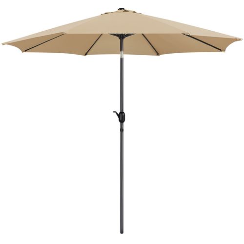 Parasol De Jardin Extérieur à 8 Baleines En Métal Avec Manivelle Et Bouton-poussoir, Kaki