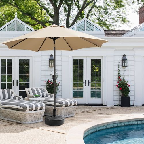 Pied De Parasol à Remplir D'eau 22 L Ou Du Sable Base De Parasol Pour Extérieur, Noir