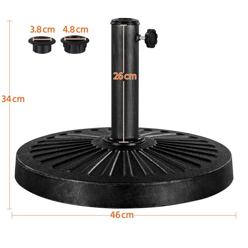 Pied De Parasol Rond De 46 Cm De Diamètre Socle De Parasol En Résine De 13,7 Kg, Noir