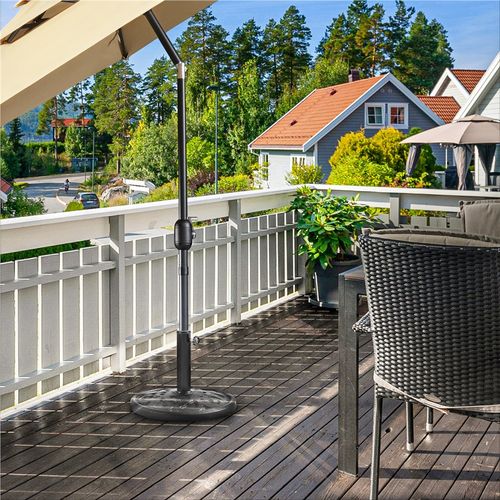 Pied De Parasol Rond 44,5 Cm De Diamètre En Résine 10 Kg Porte-parasol Effet Métal, Noir