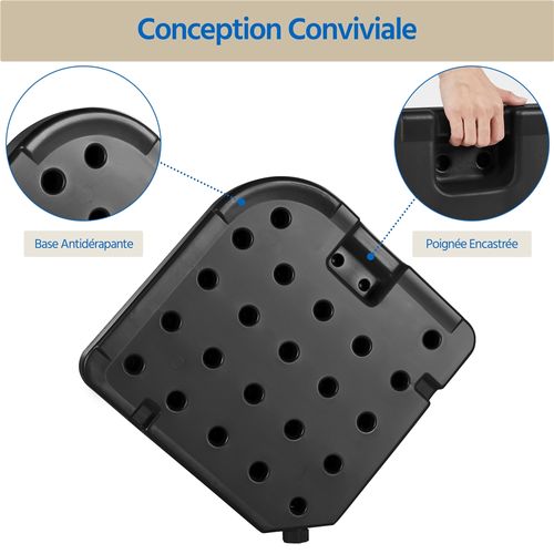 Lot De 4 Dalles De Parasol Carrées Pied De Parasol Lestage Avec Poignée, Noir