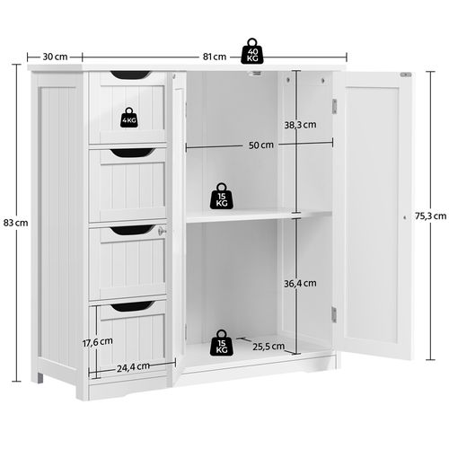 Armoire Meuble Rangement Salle De Bain Cuisine Toilette Chambre En Bois Sur Pied  81 × 30 × 83 Cm