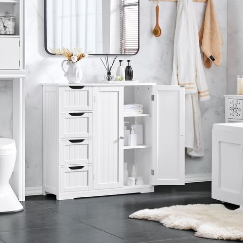 Armoire Meuble Rangement Salle De Bain Cuisine Toilette Chambre En Bois Sur Pied  81 × 30 × 83 Cm