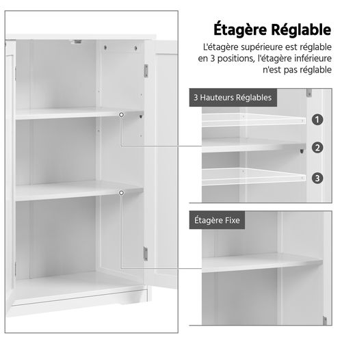 Armoire Meuble Rangement Salle De Bain Cuisine Toilette Chambre En Bois Sur Pied  81 × 30 × 83 Cm