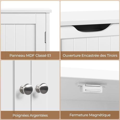 Armoire Meuble Rangement Salle De Bain Cuisine Toilette Chambre En Bois Sur Pied  81 × 30 × 83 Cm