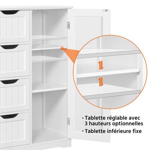 Armoire Meuble Rangement Salle De Bain Cuisine Toilette Chambre En Bois Sur Pied 66 × 35 × 90 Cm