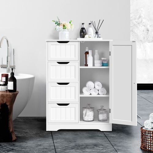 Armoire Meuble Rangement Salle De Bain Cuisine Toilette Chambre En Bois Sur Pied 66 × 35 × 90 Cm