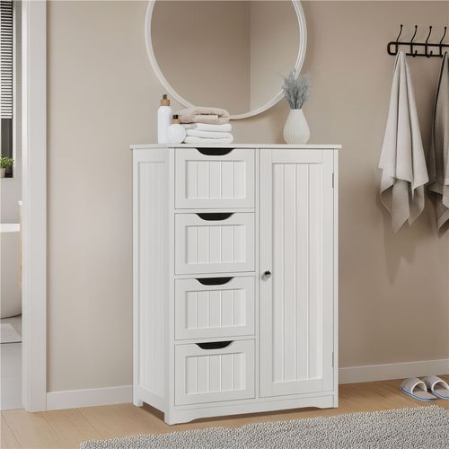 Armoire Meuble Rangement Salle De Bain Cuisine Toilette Chambre En Bois Sur Pied 66 × 35 × 90 Cm