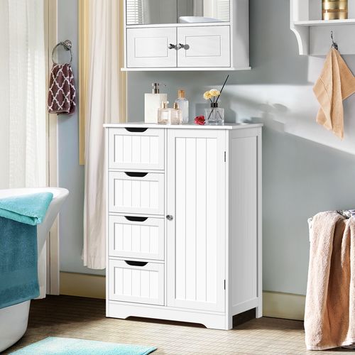 Armoire Meuble Rangement Salle De Bain Cuisine Toilette Chambre En Bois Sur Pied 66 × 35 × 90 Cm
