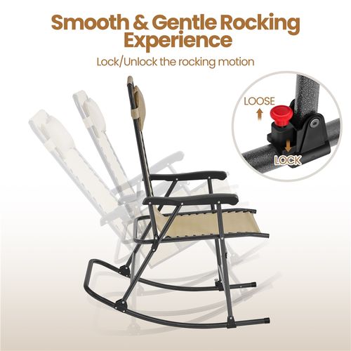Fauteuil à Bascule Pliant Rocking Chair Avec Têtière Réglable Poche De Rangement