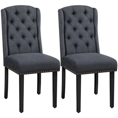 Lot De 2 Chaises De Salle à Manger En Tissu Éponge Avec Pieds En Bois Massif, Gris