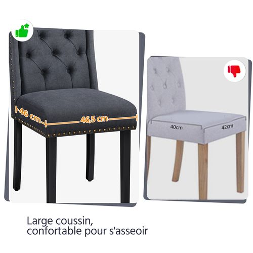Lot De 2 Chaises De Salle à Manger En Tissu Éponge Avec Pieds En Bois Massif, Gris