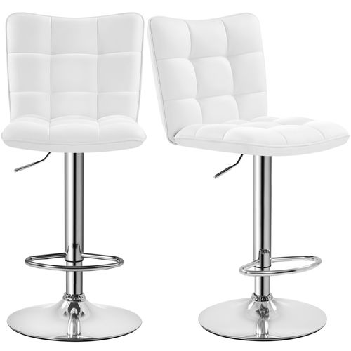 Lot De 2 Chaises De Bar Modernes Tabourets De Bar En Similicuir Réglables En Hauteur, Blanc