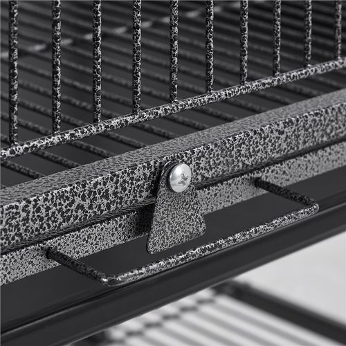 Grande Cage à Oiseaux Sur Pied En Métal Forgé Avec Étagère De Rangement, Noir