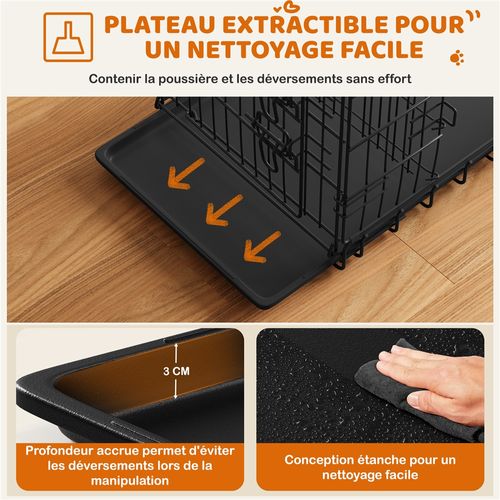 Cage Pour Chien Pliable En Fils Métalliques 76,5 Cm L × 44 Cm L × 50,5 Cm H, Noir