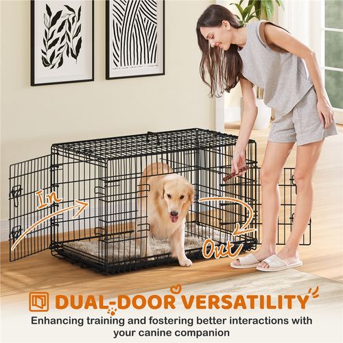 Cage Pour Chien Pliable En Fils Métalliques 107 Cm L × 60 Cm L × 66 Cm H, Noir