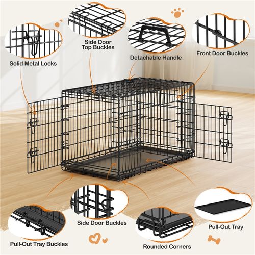 Cage Pour Chien Pliable En Fils Métalliques 107 Cm L × 60 Cm L × 66 Cm H, Noir