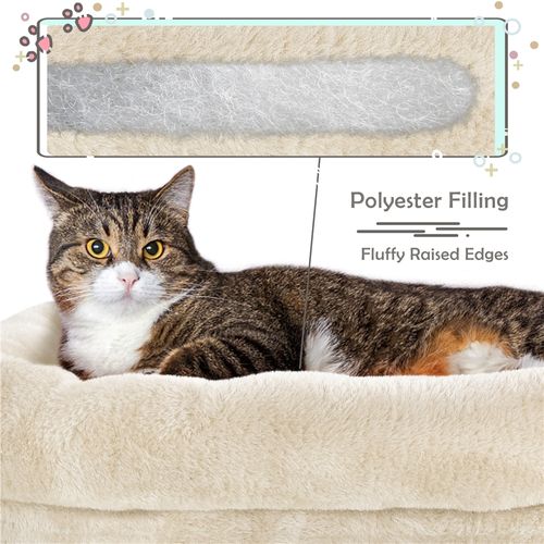 Arbre à Chat Multiniveau Avec Poteaux En Sisal Niche Perchoir Panier Boule à Clochette, Beige