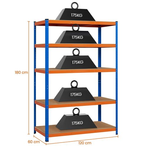 Étagère Garage Réglable Étagère De Rangement 5 Niveaux Charge Lourde, Orange/bleu