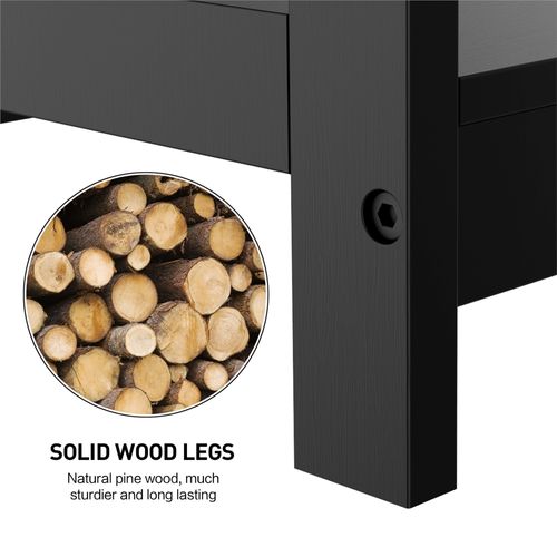 Table Console Rectangulaire En Bois Avec 2 Étagères De Rangement, Noir