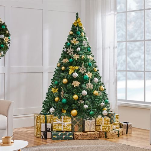 Sapin De Noël Artificiel 183 Cm Pour Décoration Avec Support En Métal Et 598 Branches, Vert