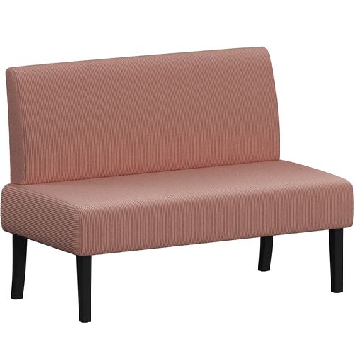 Canapé Droit En Velours Côtelé Canapé 2 Places Avec Dossier Sans Accoudoirs, Rose