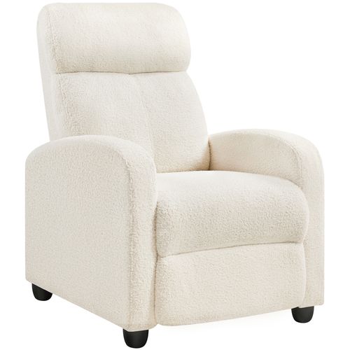 Fauteuil Inclinable En Tissu Bouclette Rembourré Canapé 1 Place Avec Repose Pied, Ivoire
