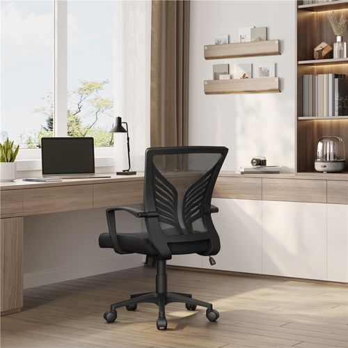 Chaise De Bureau En Maille Mesh Avec Support Lombaire Et Siège Réglable En Hauteur, Noir