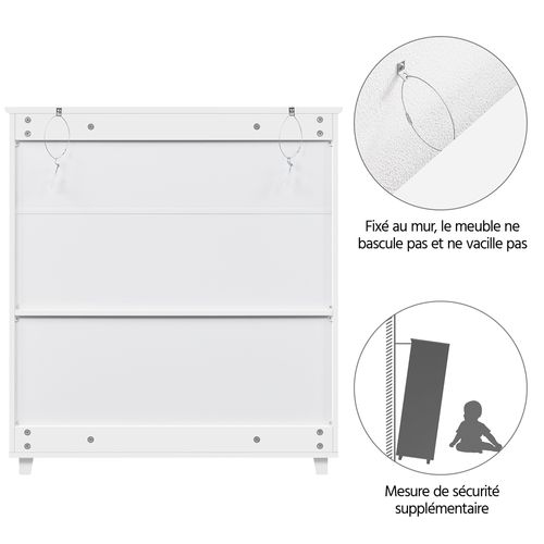 Meuble à Chaussures à 4 Niveaux Avec Étagères De Rangement Réglables En Hauteur, Blanc