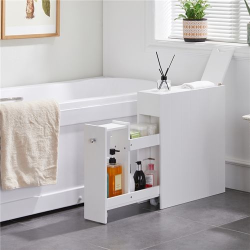 Armoire De Salle De Bain Suspendue 30cm Colonne étroite étagère étagère Fermée Blanc