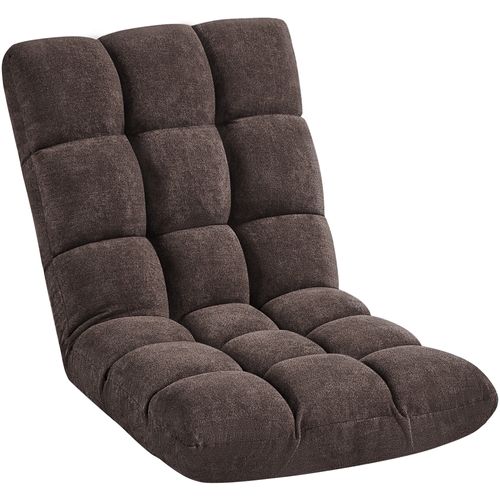 Chaise De Sol Pliable Réglable En 14 Positions Chaise Sans Pieds Bien Rembourré, Brun