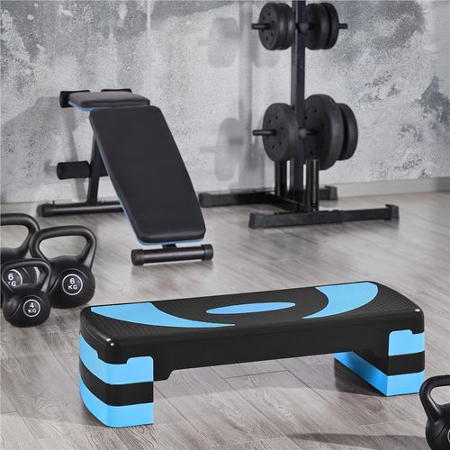 SPORTNOW Step D'Aérobic Réglable 10-30 Cm Antidérapant Charge 150 Kg - Fitness Maison Bleu