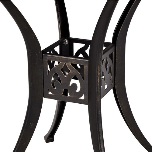 Table De Bistrot Ronde En Métal Alliage Avec Trou Pour Parasol Pour Extérieur, Bronze