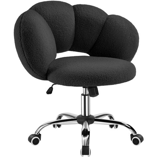 Chaise De Bureau Design Nuage En Tissu Bouclette Avec Dossier Rebondi Et Roulettes, Noir