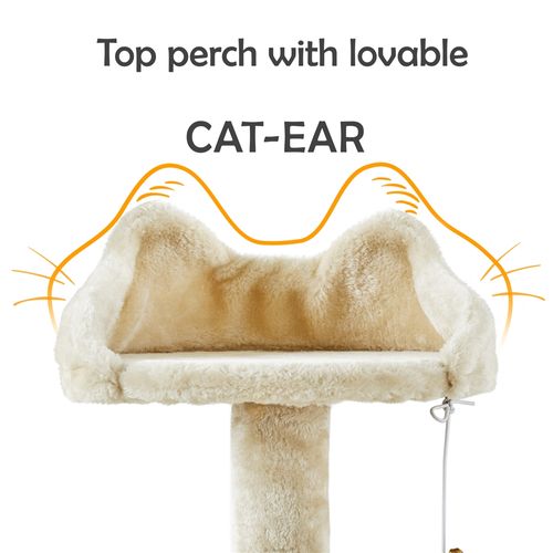 Arbre à Chat Multiniveau Avec Cachettes, Panier, Perchoirs, Rampe Et Poteaux En Sisal, Beige