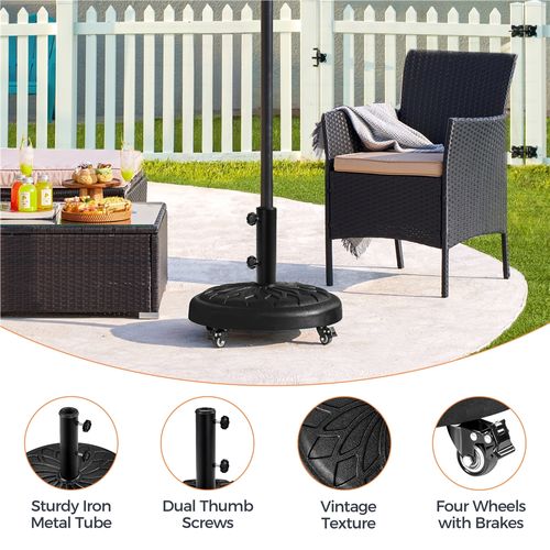 Base De Parasol Standard Ronde En Résine Pour Mât De Ø 3,8 Cm/4,8 Cm, Noir