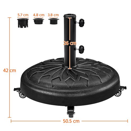 Base De Parasol Standard Ronde En Résine Pour Mât De Ø 3,8 Cm/4,8 Cm, Noir