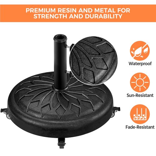 Base De Parasol Standard Ronde En Résine Pour Mât De Ø 3,8 Cm/4,8 Cm, Noir