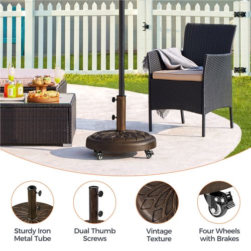 Base De Parasol Standard Ronde En Résine Pour Mât De Ø 3,8 Cm/4,8 Cm, Bronze