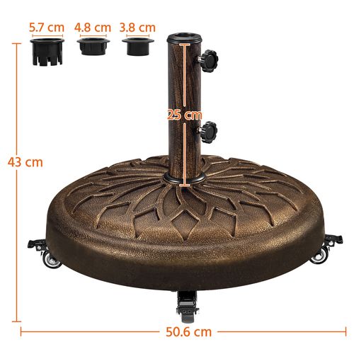 Base De Parasol Standard Ronde En Résine Pour Mât De Ø 3,8 Cm/4,8 Cm, Bronze