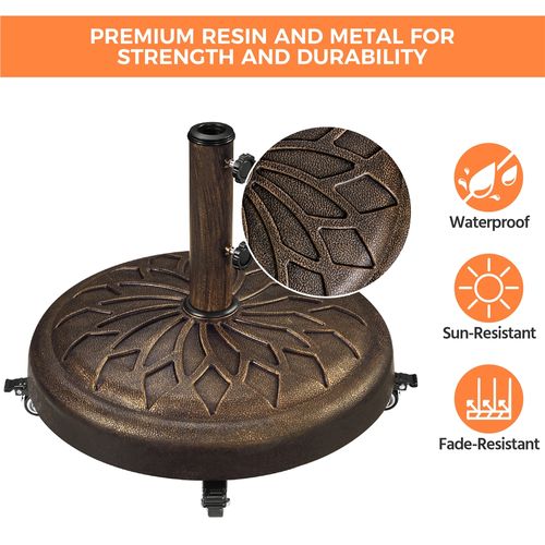 Base De Parasol Standard Ronde En Résine Pour Mât De Ø 3,8 Cm/4,8 Cm, Bronze