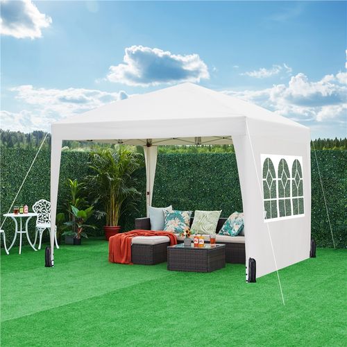 Tonnelle De Jardin Avec Fenêtres Transparentes Tente D'extérieur, 3 × 3 M Blanc