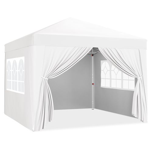 Tonnelle De Jardin Avec Fenêtres Transparentes Tente D'extérieur, 3 × 3 M Blanc